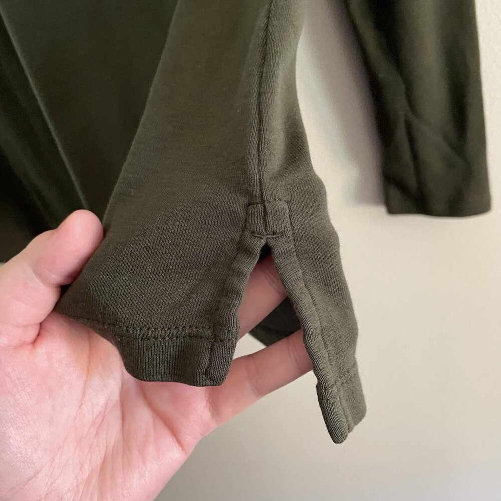 J.Jill Women XS Olive Green Long Sleeve Pima Cotton Crew Neck High Low Tee - Picture 3 of 10